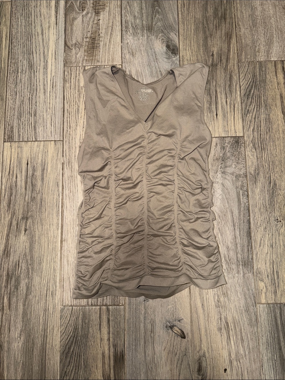 Merona Taupe Ruched V-Neck Tank Top